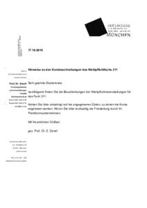 Hochschule München Postfach München Datum