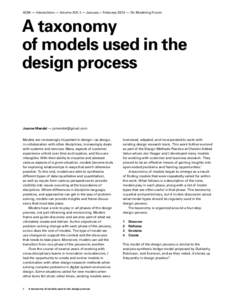 ACM — Interactions — Volume XIX.1 — January + February 2012 — On Modeling Forum  A taxonomy of models used in the design process