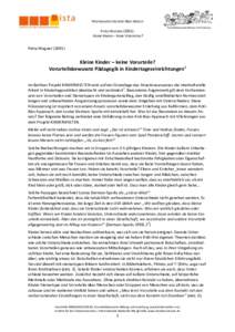 MATERIALIEN ZUM ANTI-BIAS-ANSATZ PETRA WAGNER (2001): KLEINE KINDER – KEINE VORURTEILE? Petra Wagner (2001)