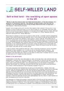 Self-willed land - the rewilding of open spaces in the UK 