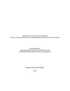 Educational psychology / Teaching / Assessment for Learning / E-learning / Differentiated instruction / Student-centred learning / Formative assessment / Education / Pedagogy / Philosophy of education