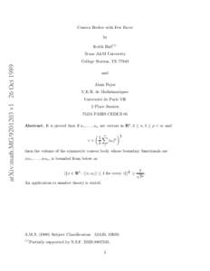 Convex Bodies with Few Faces by Keith Ball(1) Texas A&M University  arXiv:math.MGv1 26 Oct 1989