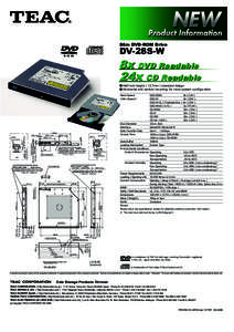 Slim DVD-ROM Drive  DV-28S-W 8x DVD Readable 24x CD Readable