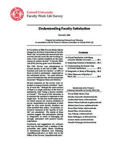 Cornell University Faculty Work Life Survey � Understanding Faculty Satisfaction November 2006
