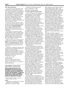 Office of Special Education and Rehabilitative Services; Overview Information; Personnel Development To Improve Services and Results for Children With Disabilities--Leadership Preparation in Sensory Disabilities; Notice 