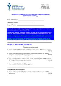 PO BoxWellington 6142 Ph: Fax: BOARD QUESTIONNAIRE/PRACTITIONER/EMPLOYER DECLARATION
