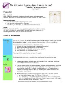 The Vitruvian theory—does it apply to you? Teacher’s lesson plan Key Stage 3/4 Preparation Time required