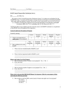 First Name__________________ Last Name ___________________ -------------------------------------------------------------------------RAMP Annual Program Host Satisfaction Survey ID#________ for Office Use The purpose of t