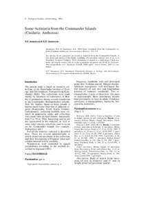 © Zoological Institute, St.Petersburg, 1998  Some Actiniaria from the Commander Islands (Cnidaria: Anthozoa) N.P. Sanamyan & K.E. Sanamyan Sanamyan, N.P. & Sanamyan, K.ESome Actiniaria from the Commander Islands 