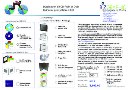 Duplication de CD-ROM et DVD tarif mini production < 300 Commande Instructions FTP