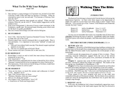 What To Do With Your Religion  Walking Thru The Bible EZRA  Ezra 7:10