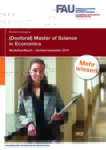 Masterstudiengang  (Doctoral) Master of Science in Economics Modulhandbuch – Sommersemester 2014