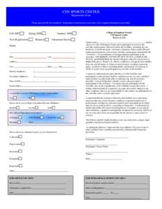 Microsoft Word - CSN SPORTS CENTER Registration and LIabilty.doc
