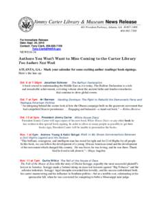 Jimmy Carter Library & Museum News Release