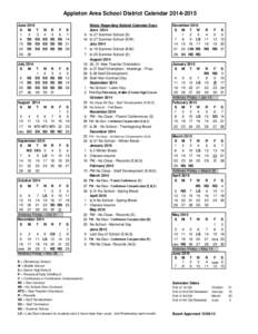 Appleton Area School District Calendar[removed]June 2014 S M T 1