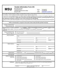 Revised VI Form /2014  MSU Vendor Information Form (VI) Murray State University