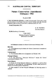 156  AUSTRALIAN CAPITAL TERRITORY Nature Conservation (Amendment) Ordinance 1983