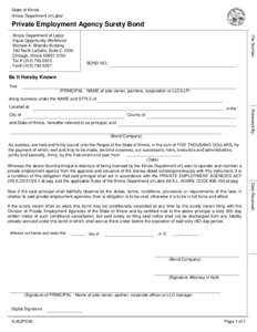 State of Illinois Illinois Department of Labor Private Employment Agency Surety Bond Print Form