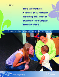 2009  Policy Statement and Guidelines on the Admission, Welcoming, and Support of Students in French-Language