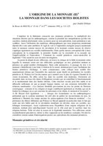 Microsoft Word - Article Origine de la monnaie _II_ Mauss 1992.doc