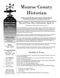 Monroe County Historian Preserving the Past for Future Generations Apr. 2011