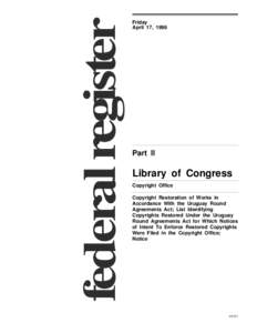 federal register  Friday April 17, 1998  Part II