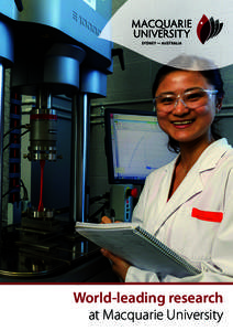 World-leading research at Macquarie University From the  Deputy Vice-Chancellor