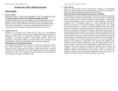 Dynamics Days 2006 – Poster Abstracts Page 1  Dynamics Days 2006 – Bethesda Maryland