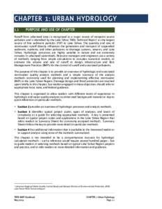 CHAPTER 1: URBAN HYDROLOGY 1.1 PURPOSE AND USE OF CHAPTER  Runoff from urbanized areas is recognized as a major source of nonpoint source