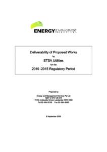 Deliverability of Proposed Works by ETSA Utilities for the