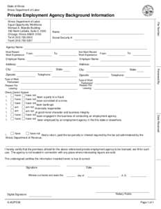 State of Illinois Illinois Department of Labor Private Employment Agency Background Information Print Form