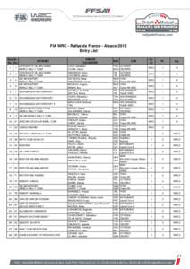 FIA WRC - Rallye de France - Alsace 2013 Entry List Seq St.No. No.