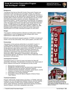 Route 66 Corridor Preservation Program Year End Report – FY2008 National Park Service Department of the Interior