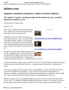 Earthquake / Japan / Earth / East Asia / G8 / Japanese culture / Gaman / Ulrike Schaede