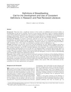 BREASTFEEDING MEDICINE Volume 7, Number 6, 2012 ª Mary Ann Liebert, Inc. DOI: [removed]bfm[removed]Definitions of Breastfeeding: