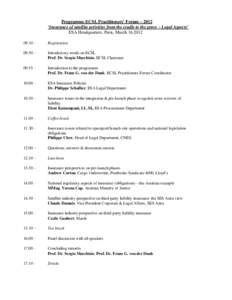 Programme ECSL Practitioners’ Forum – 2012 ‘Insurance of satellite activities from the cradle to the grave – Legal Aspects’ ESA Headquarters, Paris, March[removed] -  Registration