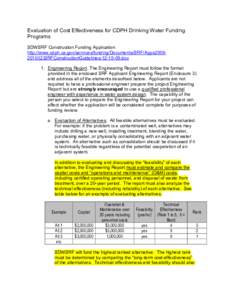 Evaluation of Cost Effectiveness for CDPH Drinking Water Funding  Programs  SDWSRF Construction Funding Application  http://www.cdph.ca.gov/services/funding/Documents/SRF/Apps2009­  [removed]SRFConstructio