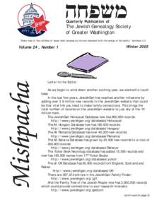 hxpsm Quarterly Publication of The Jewish Genealogy Society of Greater Washington