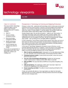 _experience the commitment TM  technology viewpoints July[removed]TABLE OF CONTENTS