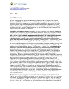 Community Engagement Initiative Office of Research and Economic Development http://communityengagement.uncg.edu/ March 1, 2011 Dear UNCG community,