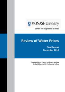 Centre for Regulatory Studies  Review of Water Prices Final Report December 2010