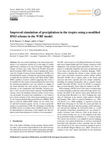 Geosci. Model Dev., 8, 2915–2928, 2015 www.geosci-model-dev.netdoi:gmd © Author(sCC Attribution 3.0 License.  Improved simulation of precipitation in the tropics using a modif