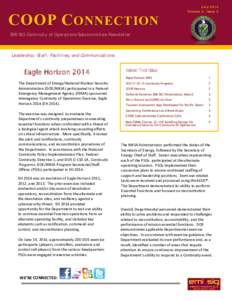 COOP C ONNECTION  July 2014 Volume 2, Issue 3  EMI SIG Continuity of Operations Subcommittee Newsletter