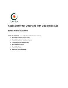      Accessibility for Ontarians with Disabilities Act BENTO SUSHI DOCUMENTS