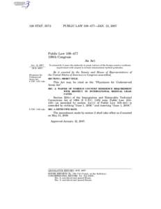 120 STAT[removed]PUBLIC LAW 109–477—JAN. 12, 2007 Public Law 109–477 109th Congress