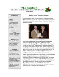 The Rambler! A Newsletter of The Bert Miller Nature Club of Fort Erie Spring 2014