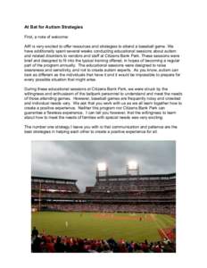 Health / Autism / Sports in Pennsylvania / Baseball park / Citizens Bank Park / Sports in the United States