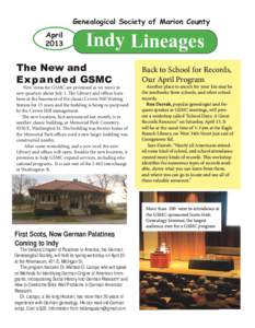 Genealogical Society of Marion County April 2013 Indy Lineages
