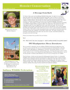 Hoosier Conservation December 9, 2013 Volume 52 No. 2  A Message from Barb