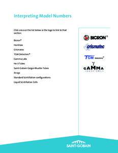 Interpreting Model Numbers Click once on the list below or the logo to link to that section. ® Bicron® Harshaw